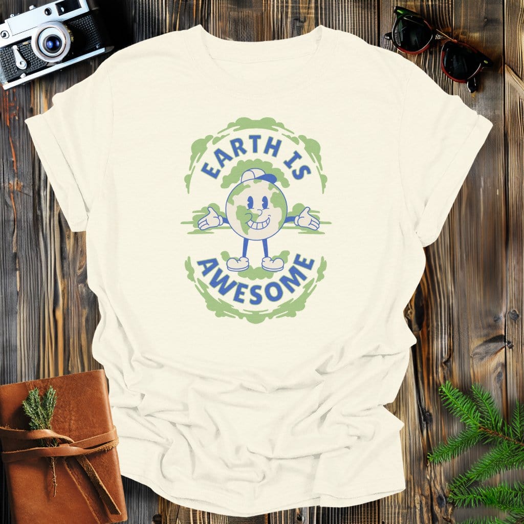 MyDesigns Physical Item Natural / S Earth Is Awesome, Earth Day Pun Tee T-Shirt