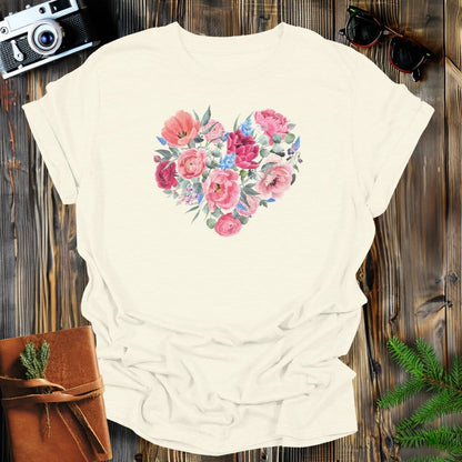 MyDesigns Physical Item Natural / S Floral Heart T-Shirt