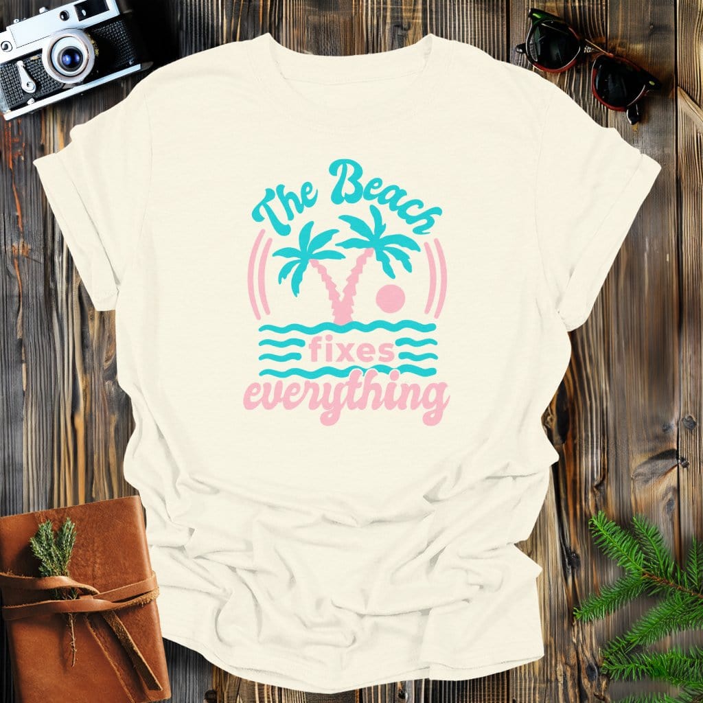 MyDesigns Physical Item Natural / S The Beach Fixes Everything 90s Style Long Sleeve T-Shirt