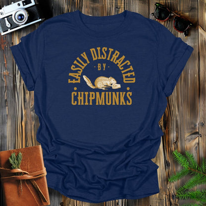 MyDesigns Physical Item Navy / S Easily Distracted By Chipmunks T-Shirt