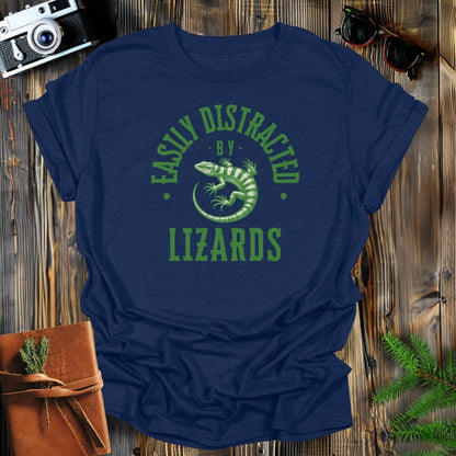 MyDesigns Physical Item Navy / S Easily Distracted By Lizards T-Shirt