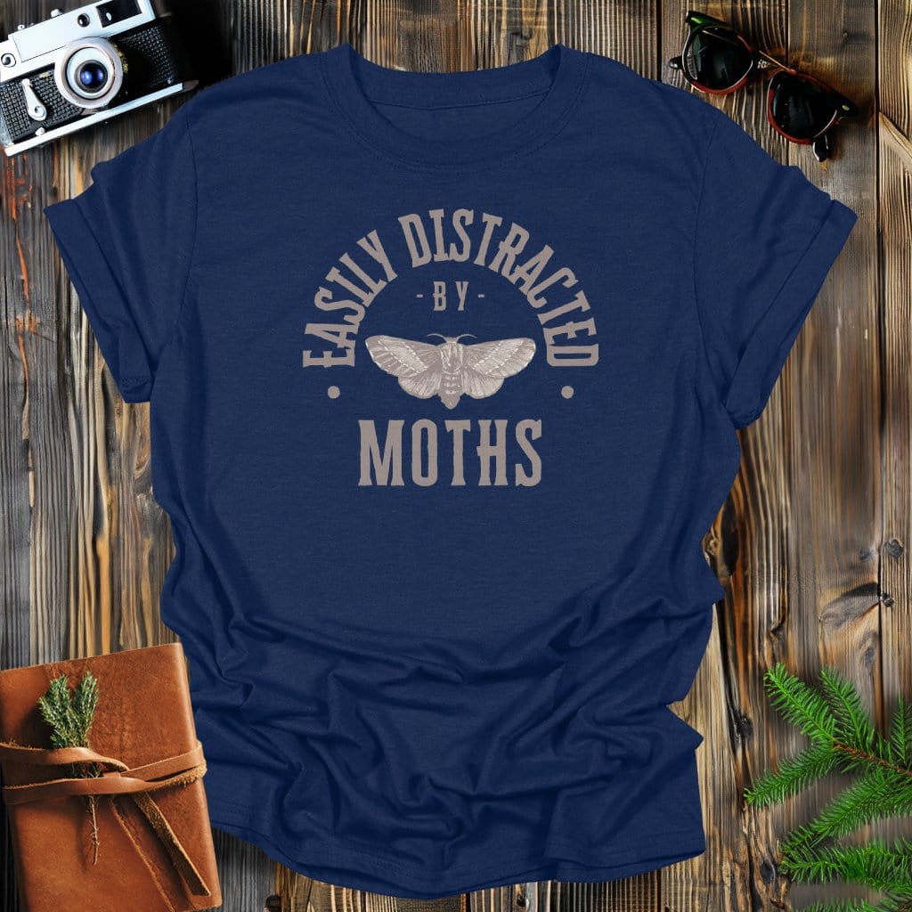 MyDesigns Physical Item Navy / S Easily Distracted By Moths T-Shirt