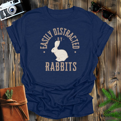 MyDesigns Physical Item Navy / S Easily Distracted By Rabbits T-Shirt