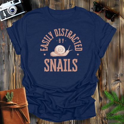 MyDesigns Physical Item Navy / S Easily Distracted By Snails T-Shirt