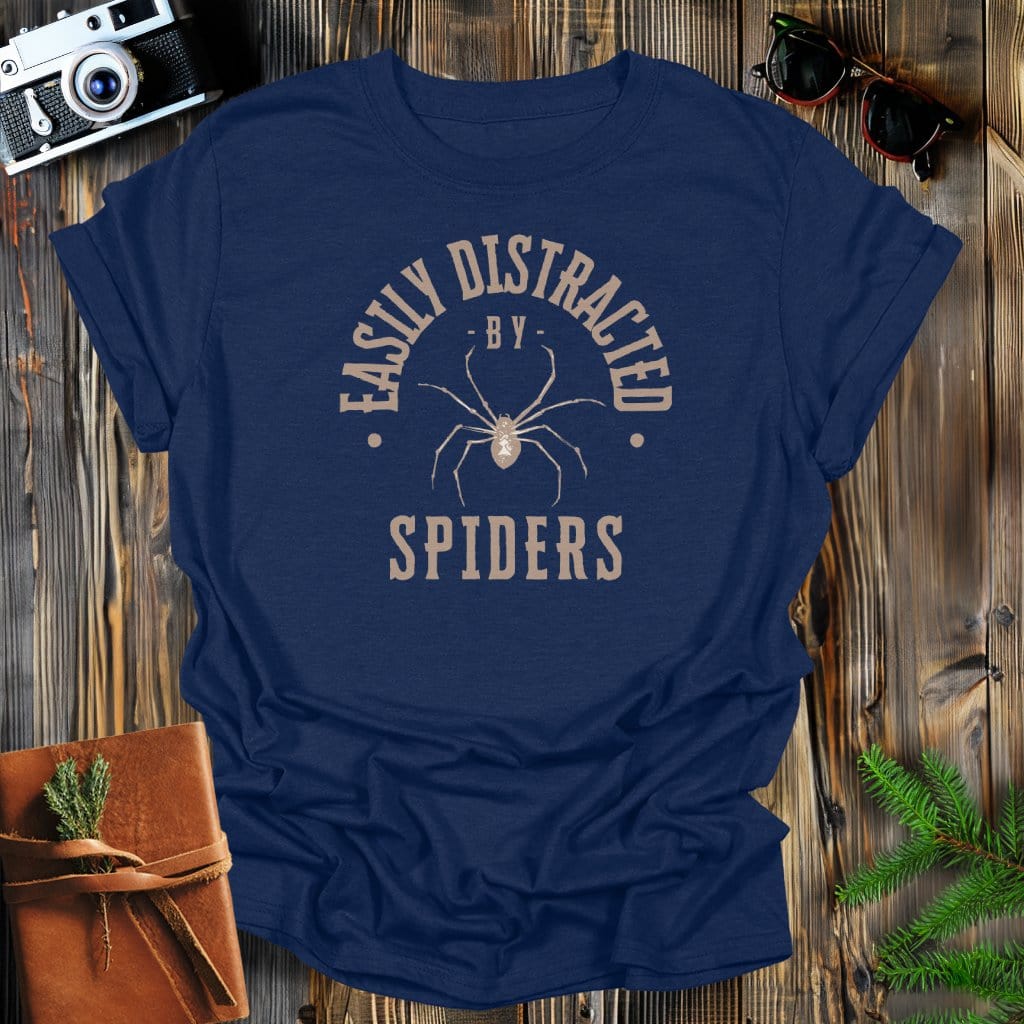 MyDesigns Physical Item Navy / S Easily Distracted By Spiders T-Shirt