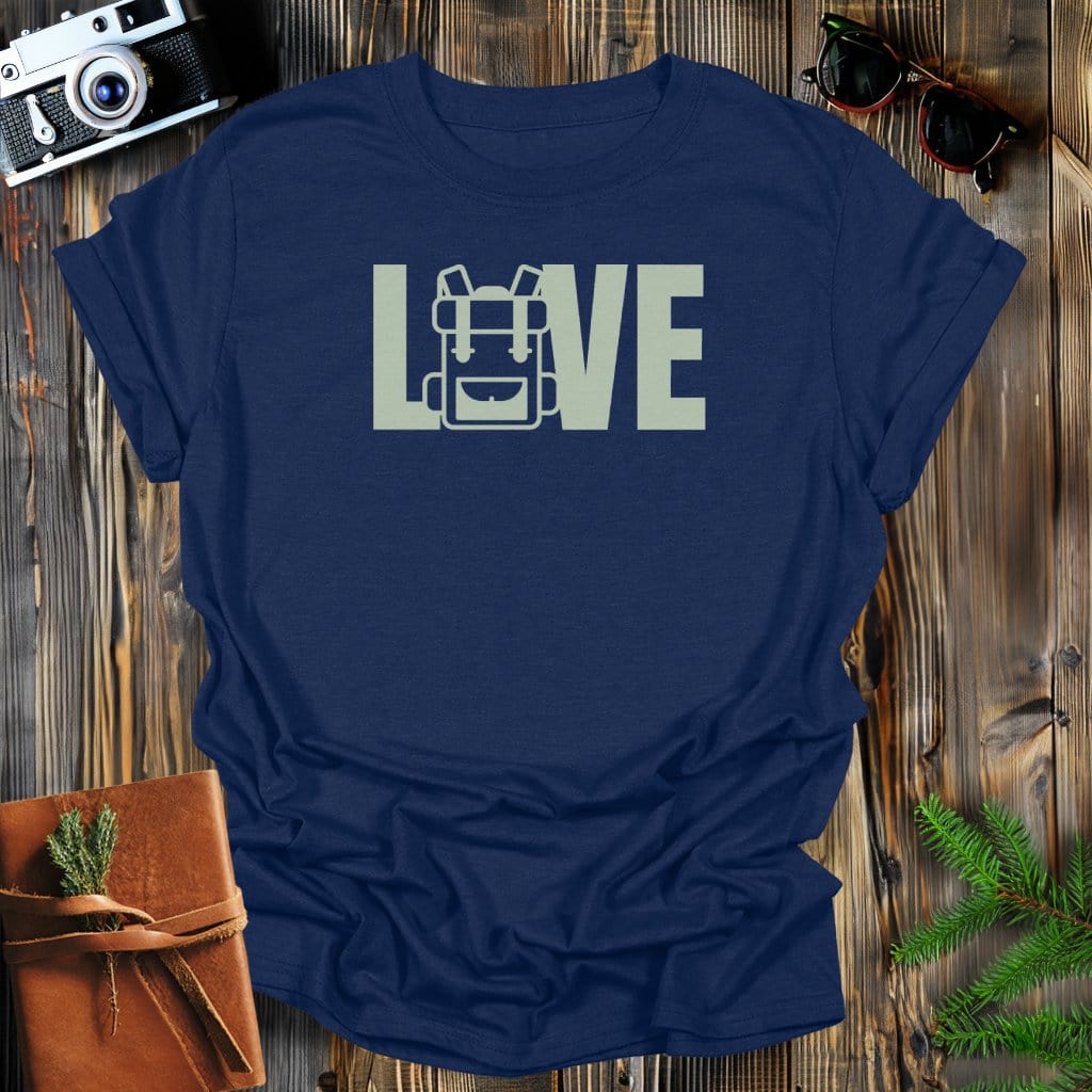 MyDesigns Physical Item Navy / S Love Hiking Backpack T-Shirt