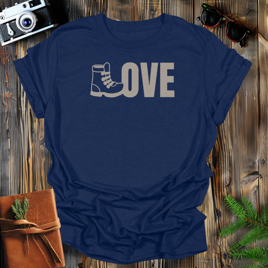 MyDesigns Physical Item Navy / S Love Hiking Boot T-Shirt