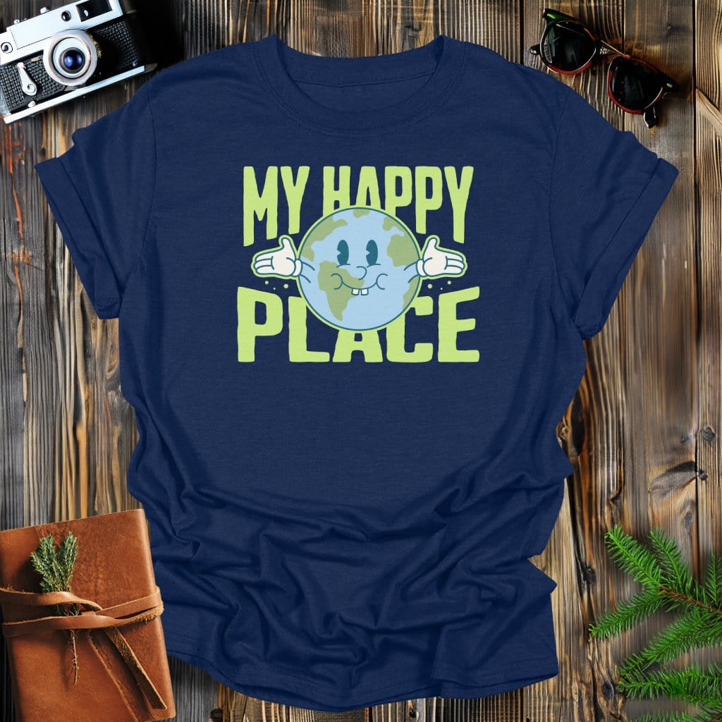 MyDesigns Physical Item Navy / S My Happy Place, Earth Hugging T-Shirt