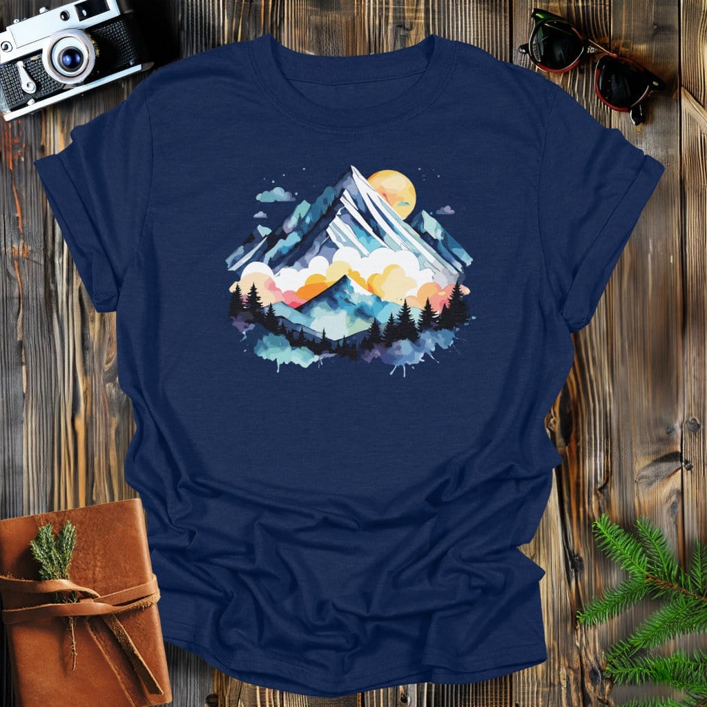 MyDesigns Physical Item Navy / S Water Color Mountains T-Shirt