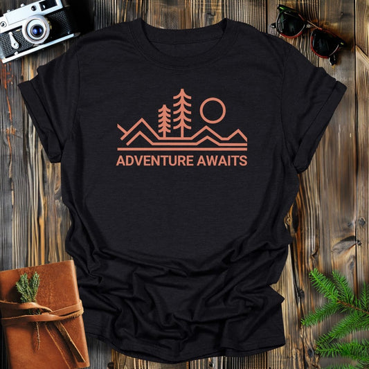 MyDesigns Physical Item S / Black Adventure Awaits Mountain T-Shirt