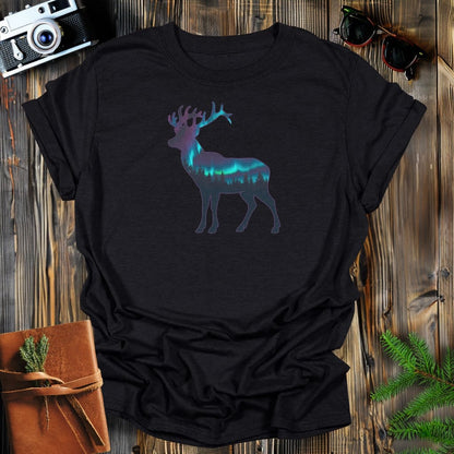 MyDesigns Physical Item S / Black Aurora Borealis Buck T-Shirt