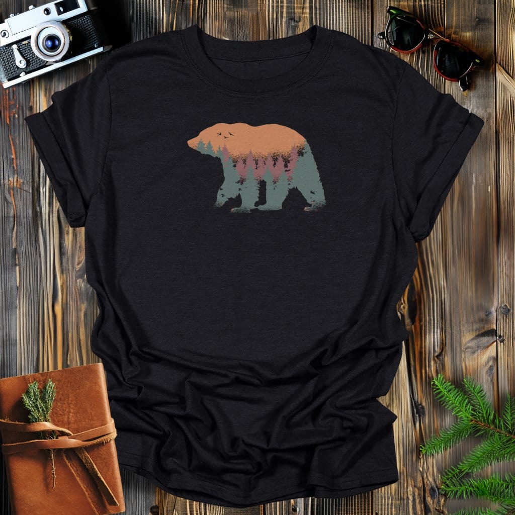 MyDesigns Physical Item S / Black Bear Trees Sillhouette Long Sleeve T-Shirt