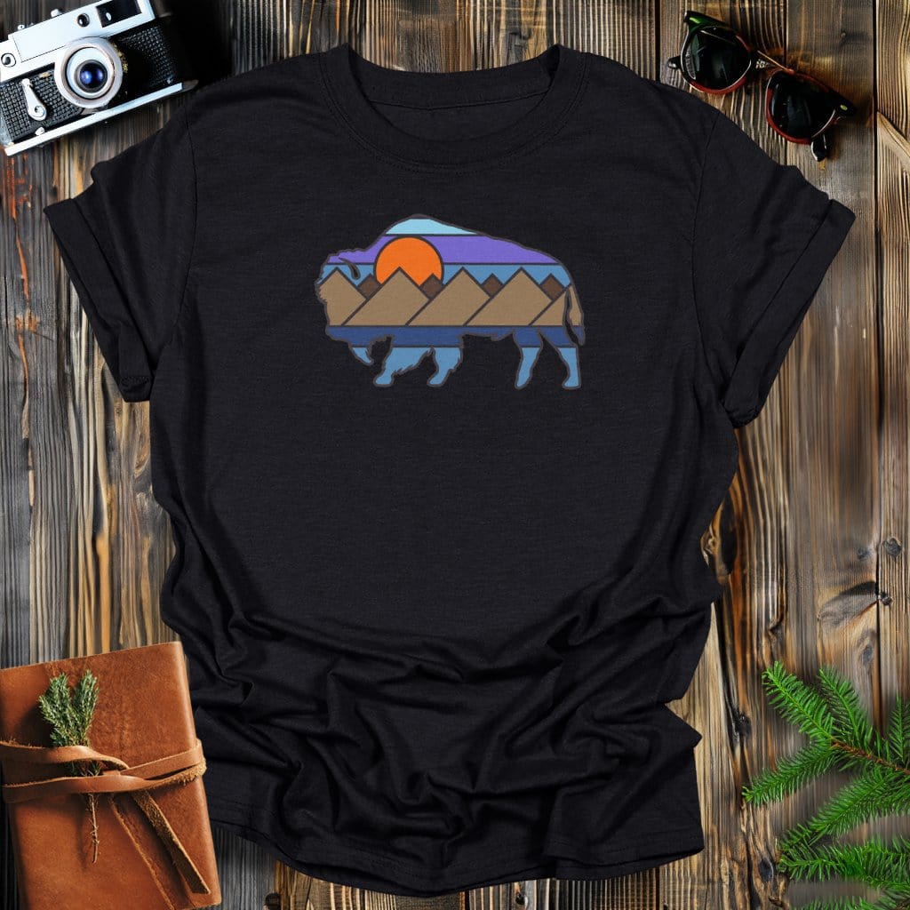 MyDesigns Physical Item S / Black Buffalo Sunset T-Shirt