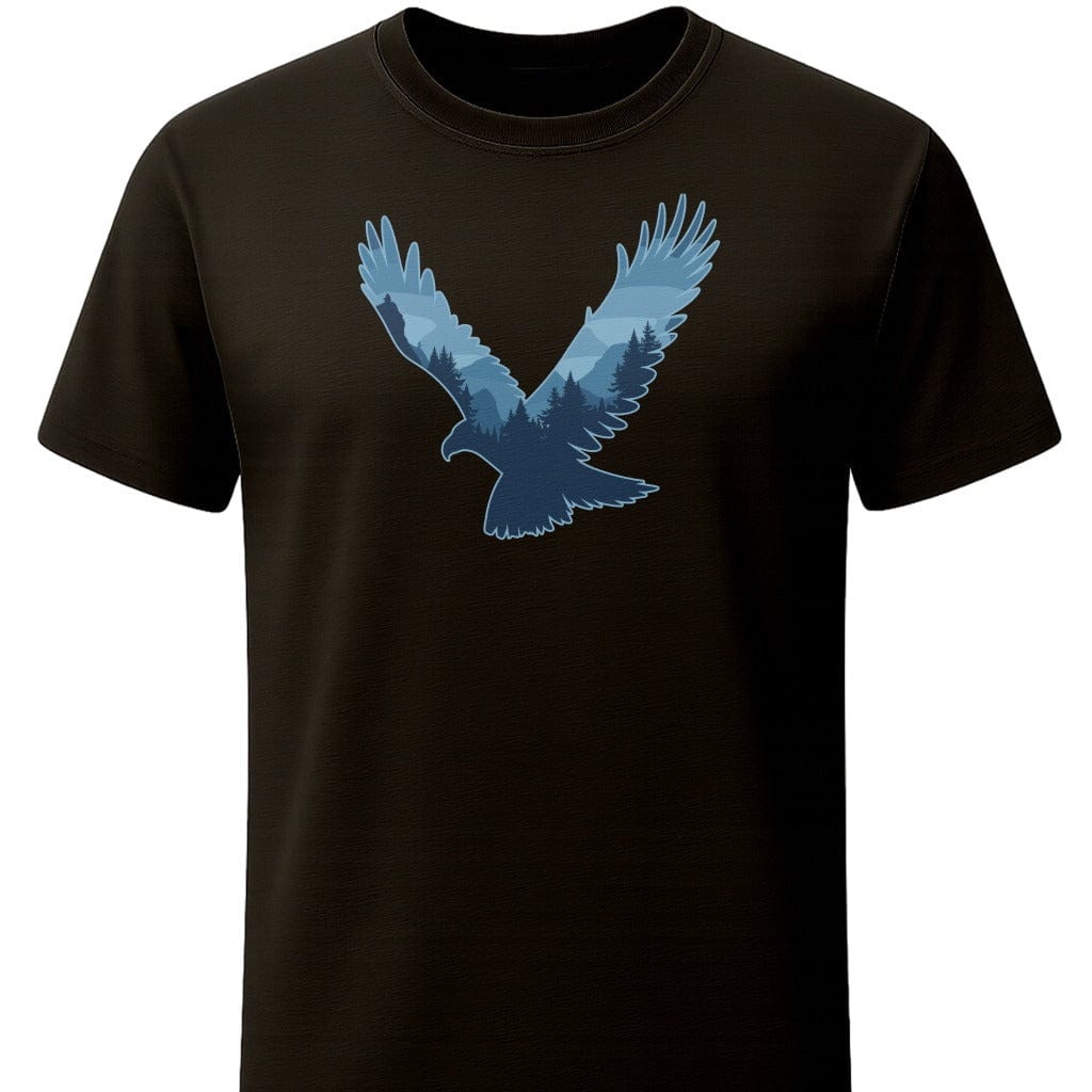 Eagle Flight T-Shirt In S / Black Lightweight adventure tee for outdoor lovers Perfect for hiking camping or road trips Made from soft breathable cotton for all-day comfort Ideal for nature lovers and adventurers FAYO Threads outdoor apparel remember Fun Awaits You Outside