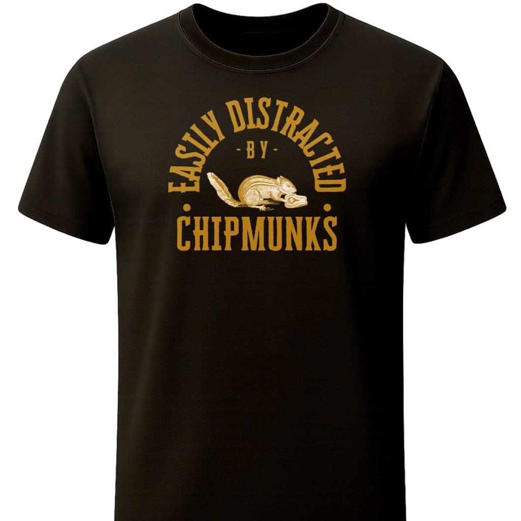 Easily Distracted By Chipmunks T-Shirt In S / Black Lightweight adventure tee for outdoor lovers Perfect for hiking camping or road trips Made from soft breathable cotton for all-day comfort Ideal for nature lovers and adventurers FAYO Threads outdoor apparel remember Fun Awaits You Outside