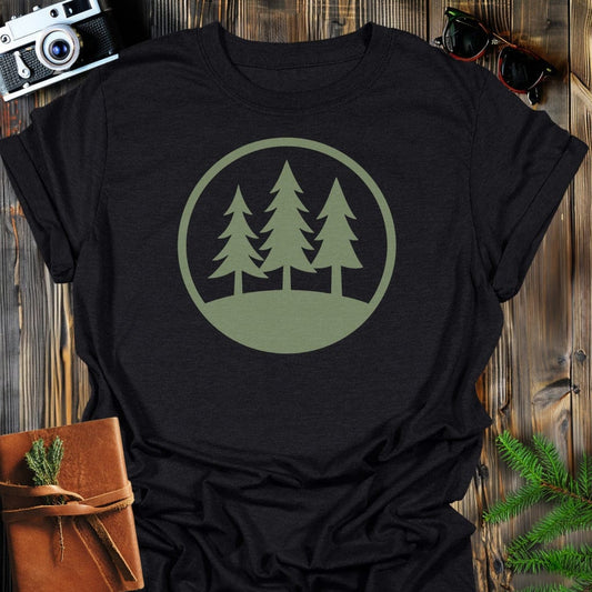Evergreen Three T-Shirt In S / Black Lightweight adventure tee for outdoor lovers Perfect for hiking camping or road trips Made from soft breathable cotton for all-day comfort Ideal for nature lovers and adventurers FAYO Threads outdoor apparel remember Fun Awaits You Outside