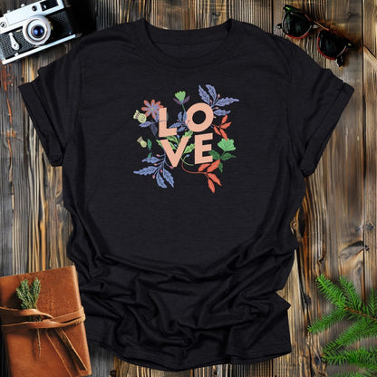 MyDesigns Physical Item S / Black Floral Love Long Sleeve T-Shirt