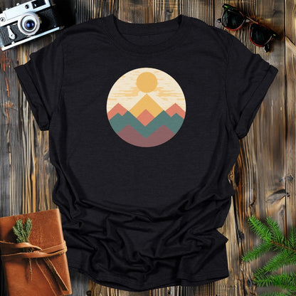 MyDesigns Physical Item S / Black Geometric Mountain Sunset Long Sleeve T-Shirt