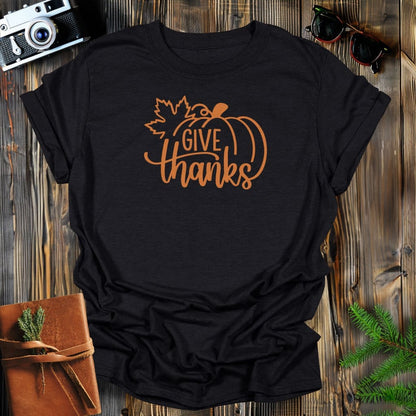 MyDesigns Physical Item S / Black Give Thanks Pumpkin T-Shirt