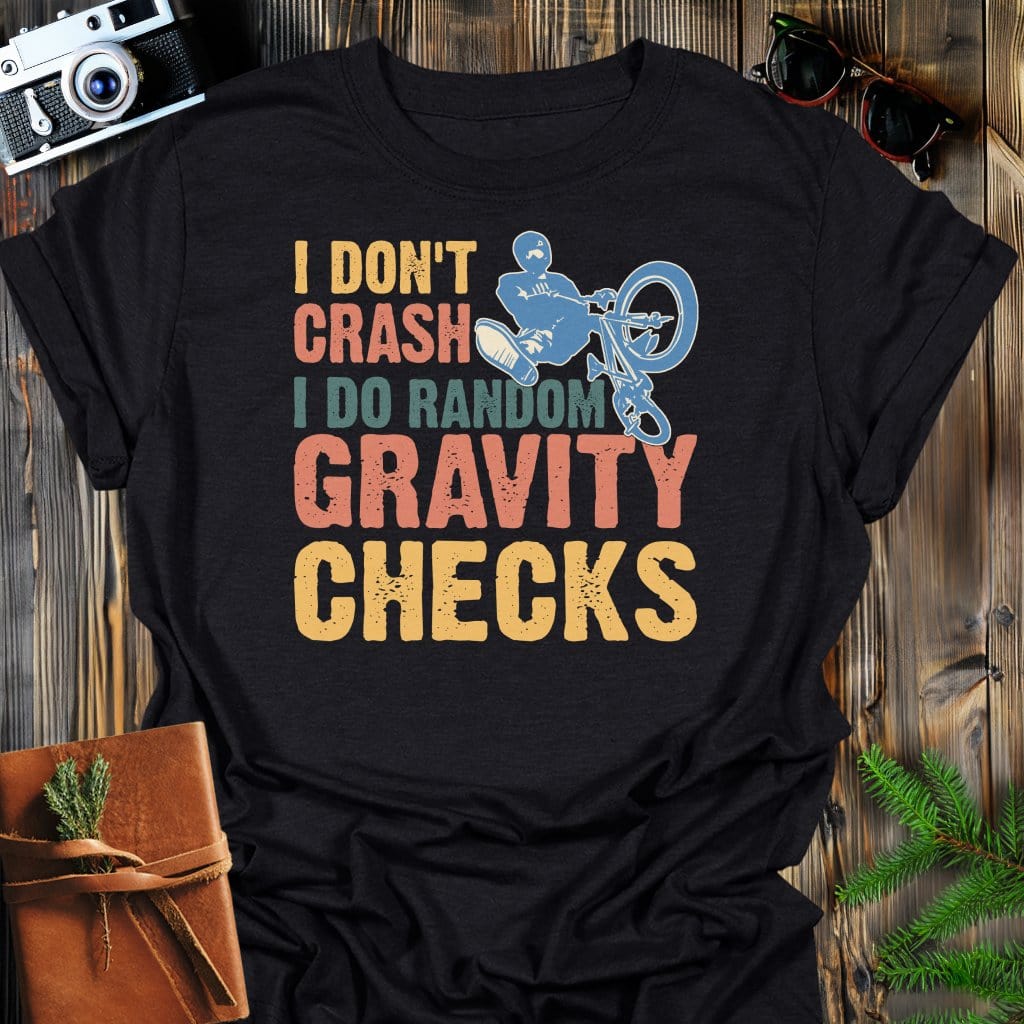 Gravity Check T-Shirt In Black / S Lightweight adventure tee for outdoor lovers Perfect for hiking camping or road trips Made from soft breathable cotton for all-day comfort Ideal for nature lovers and adventurers FAYO Threads outdoor apparel remember Fun Awaits You Outside