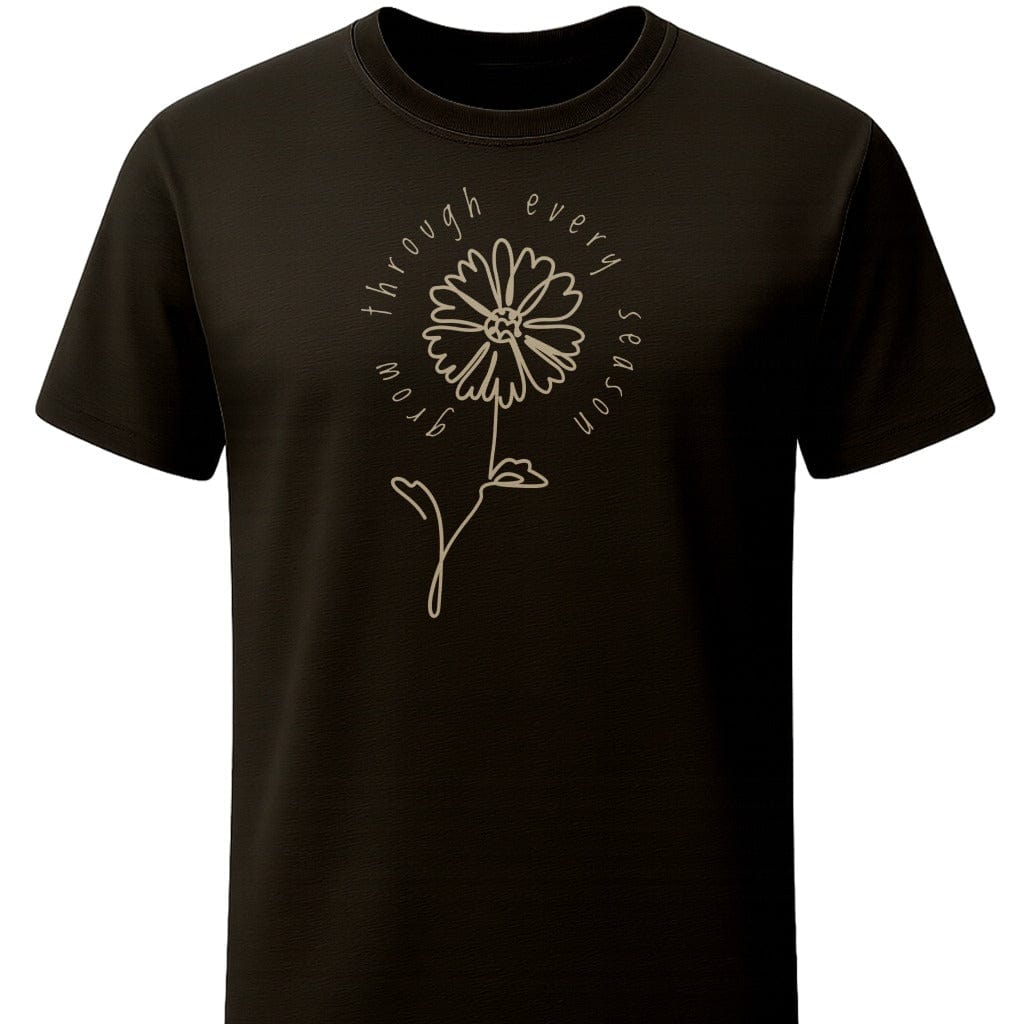 Grow Through Every Season T-Shirt In S / Black Lightweight adventure tee for outdoor lovers Perfect for hiking camping or road trips Made from soft breathable cotton for all-day comfort Ideal for nature lovers and adventurers FAYO Threads outdoor apparel remember Fun Awaits You Outside