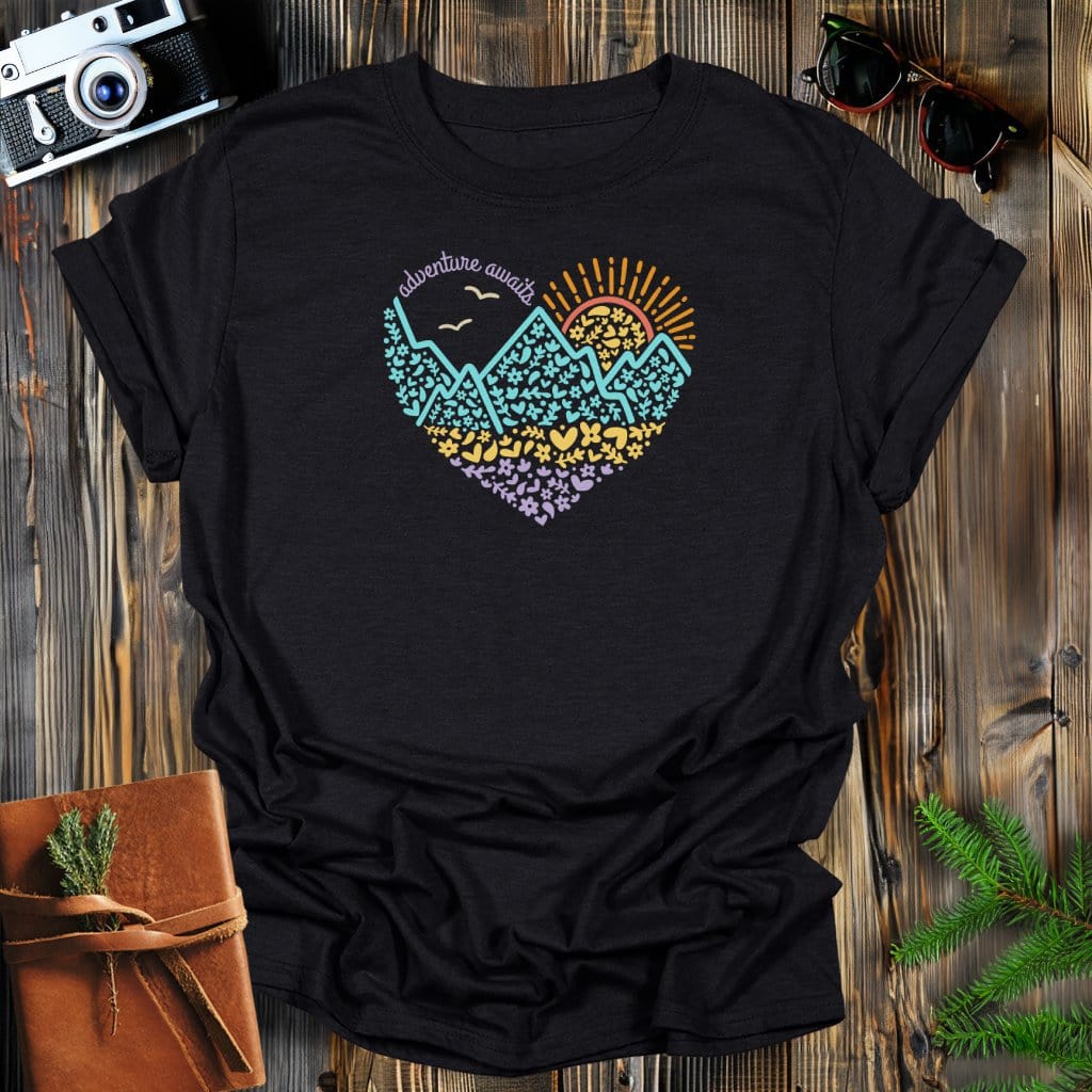 MyDesigns Physical Item S / Black Heart Adventure Awaits T-Shirt