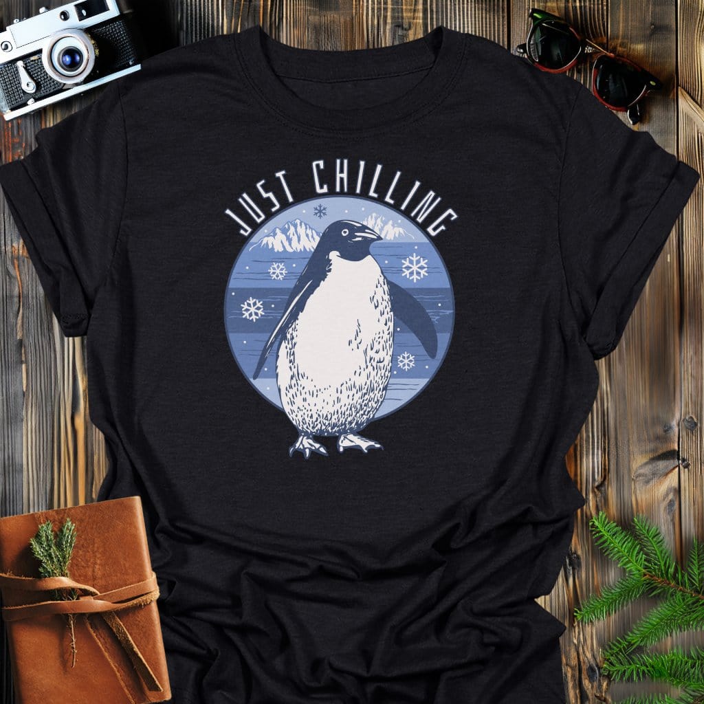 Just Chilling T-Shirt In Black / S Lightweight adventure tee for outdoor lovers Perfect for hiking camping or road trips Made from soft breathable cotton for all-day comfort Ideal for nature lovers and adventurers FAYO Threads outdoor apparel remember Fun Awaits You Outside