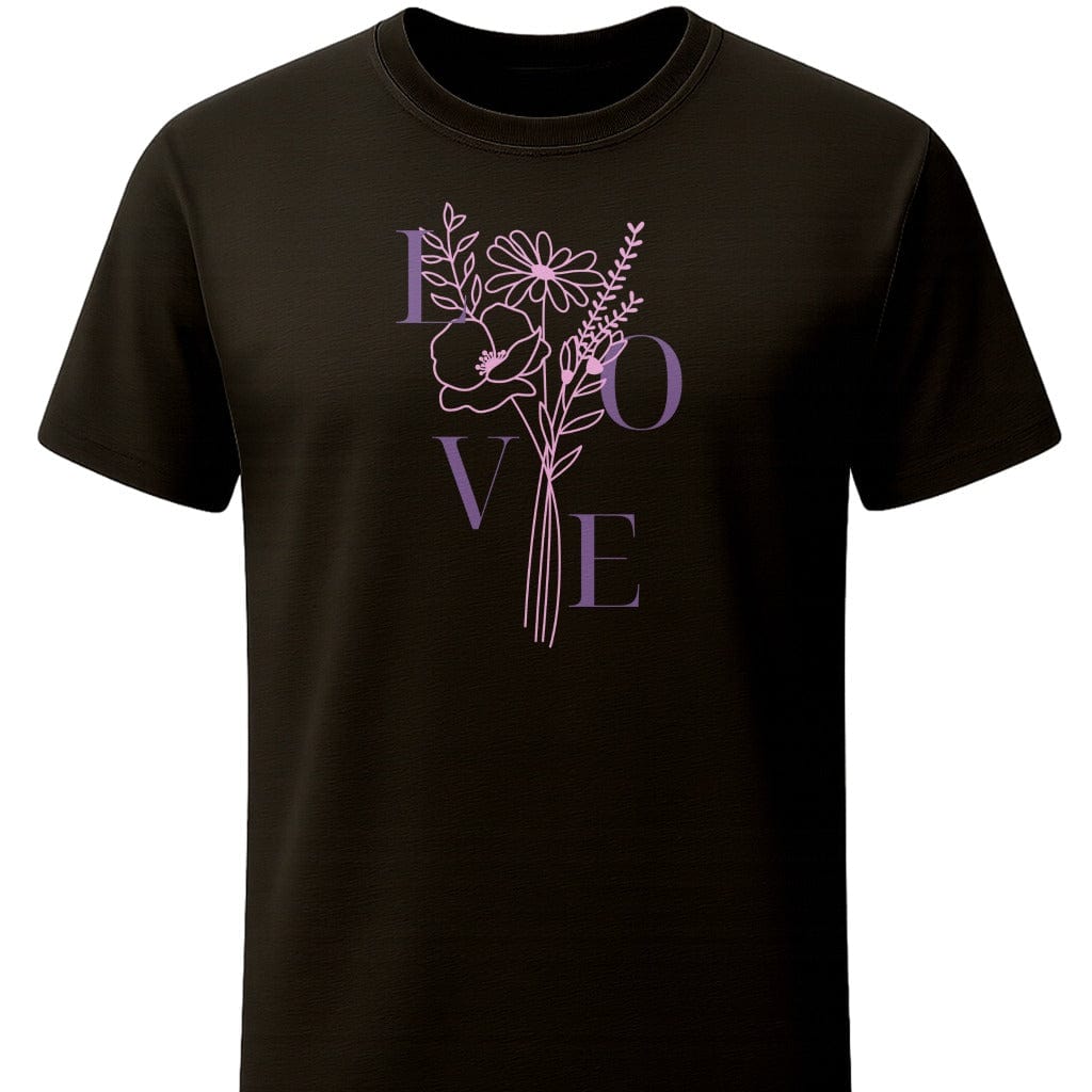 Love Flowers T-Shirt In S / Black Lightweight adventure tee for outdoor lovers Perfect for hiking camping or road trips Made from soft breathable cotton for all-day comfort Ideal for nature lovers and adventurers FAYO Threads outdoor apparel remember Fun Awaits You Outside