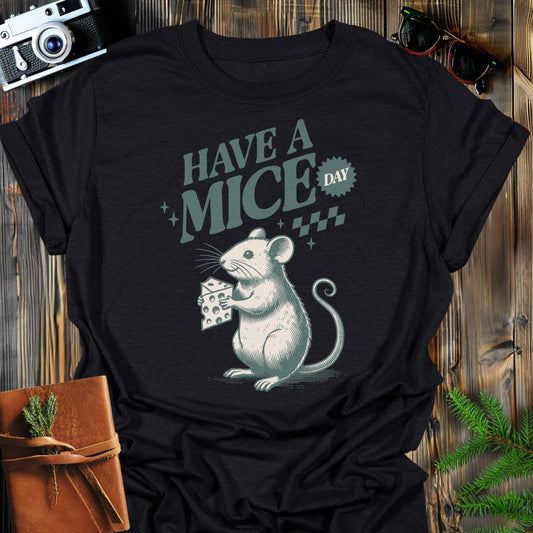 Mice Day T-Shirt In Black / S Lightweight adventure tee for outdoor lovers Perfect for hiking camping or road trips Made from soft breathable cotton for all-day comfort Ideal for nature lovers and adventurers FAYO Threads outdoor apparel remember Fun Awaits You Outside