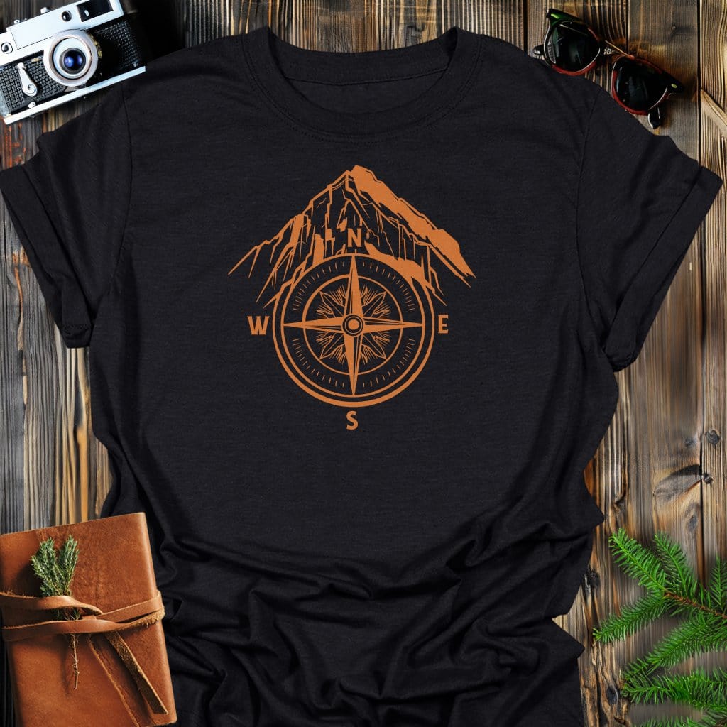 Mountain Compass T-Shirt In Black / S Lightweight adventure tee for outdoor lovers Perfect for hiking camping or road trips Made from soft breathable cotton for all-day comfort Ideal for nature lovers and adventurers FAYO Threads outdoor apparel remember Fun Awaits You Outside