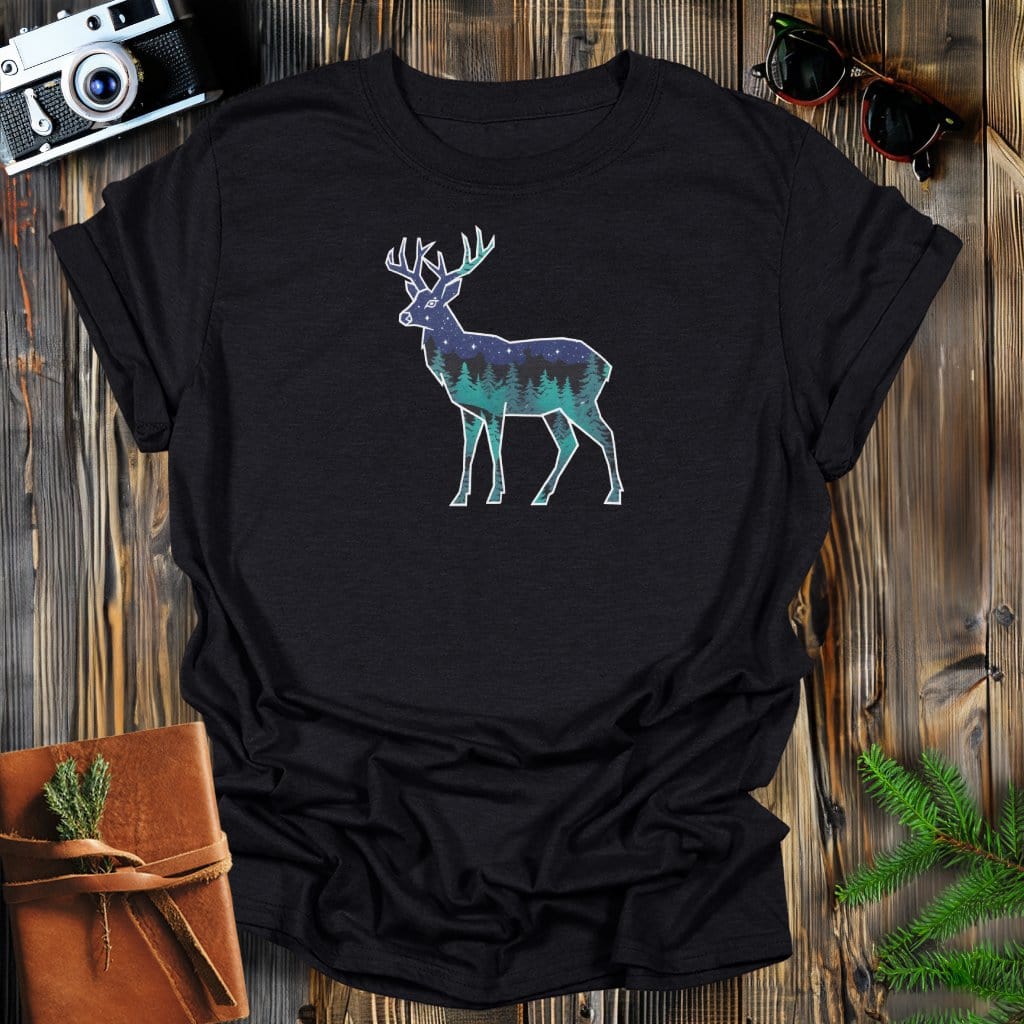 MyDesigns Physical Item S / Black Night Sky Buck T-Shirt