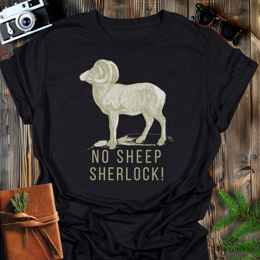No Sheep Sherlock T-Shirt In Black / S Lightweight adventure tee for outdoor lovers Perfect for hiking camping or road trips Made from soft breathable cotton for all-day comfort Ideal for nature lovers and adventurers FAYO Threads outdoor apparel remember Fun Awaits You Outside