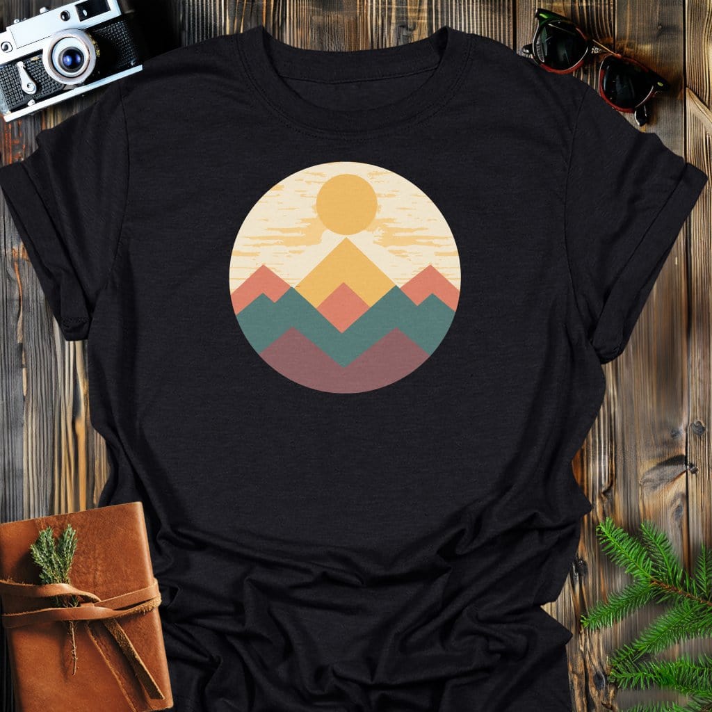 Retro Horizon T-Shirt In Black / S Lightweight adventure tee for outdoor lovers Perfect for hiking camping or road trips Made from soft breathable cotton for all-day comfort Ideal for nature lovers and adventurers FAYO Threads outdoor apparel remember Fun Awaits You Outside