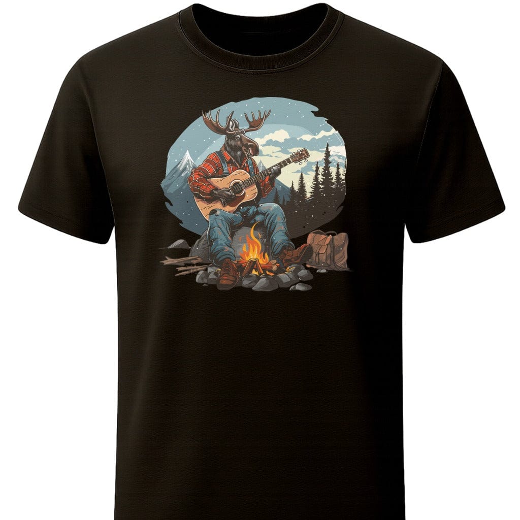 Snowy Moose Mountain Jam T-Shirt In S / Black Lightweight adventure tee for outdoor lovers Perfect for hiking camping or road trips Made from soft breathable cotton for all-day comfort Ideal for nature lovers and adventurers FAYO Threads outdoor apparel remember Fun Awaits You Outside