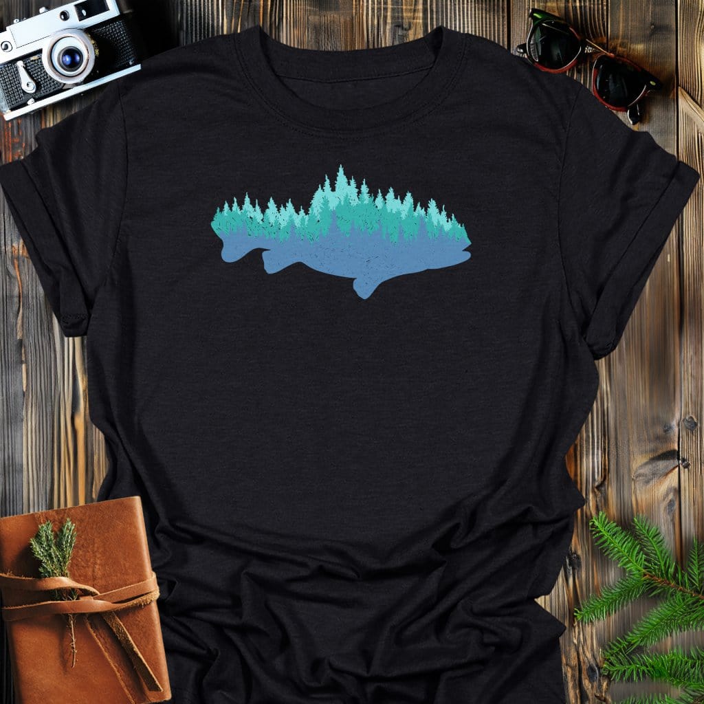 Timber Trout T-Shirt In Black / S Lightweight adventure tee for outdoor lovers Perfect for hiking camping or road trips Made from soft breathable cotton for all-day comfort Ideal for nature lovers and adventurers FAYO Threads outdoor apparel remember Fun Awaits You Outside