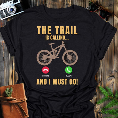 Trail Is Calling T-Shirt In Black / S Lightweight adventure tee for outdoor lovers Perfect for hiking camping or road trips Made from soft breathable cotton for all-day comfort Ideal for nature lovers and adventurers FAYO Threads outdoor apparel remember Fun Awaits You Outside