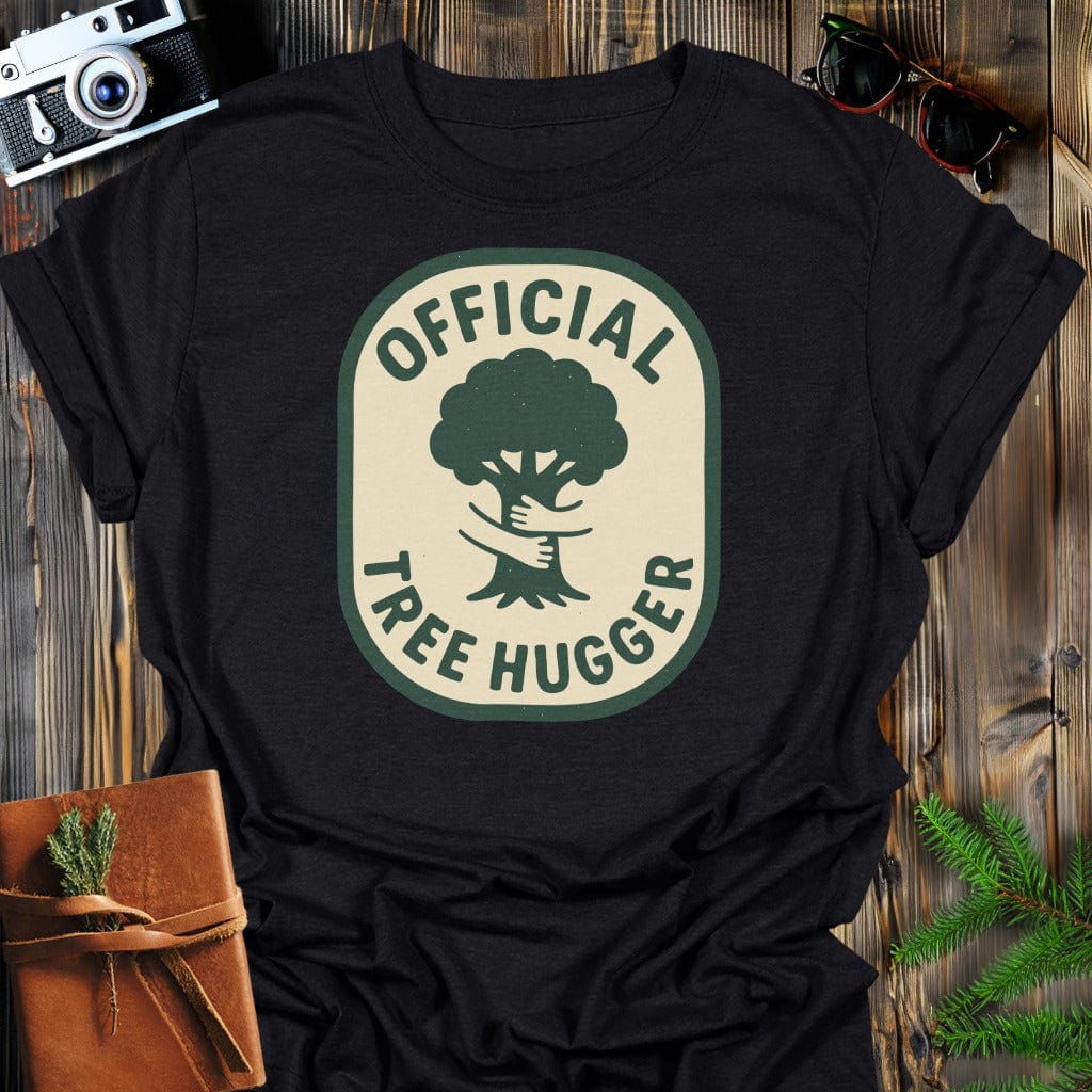 Tree Hugger Official T-Shirt In S / Black Lightweight adventure tee for outdoor lovers Perfect for hiking camping or road trips Made from soft breathable cotton for all-day comfort Ideal for nature lovers and adventurers FAYO Threads outdoor apparel remember Fun Awaits You Outside