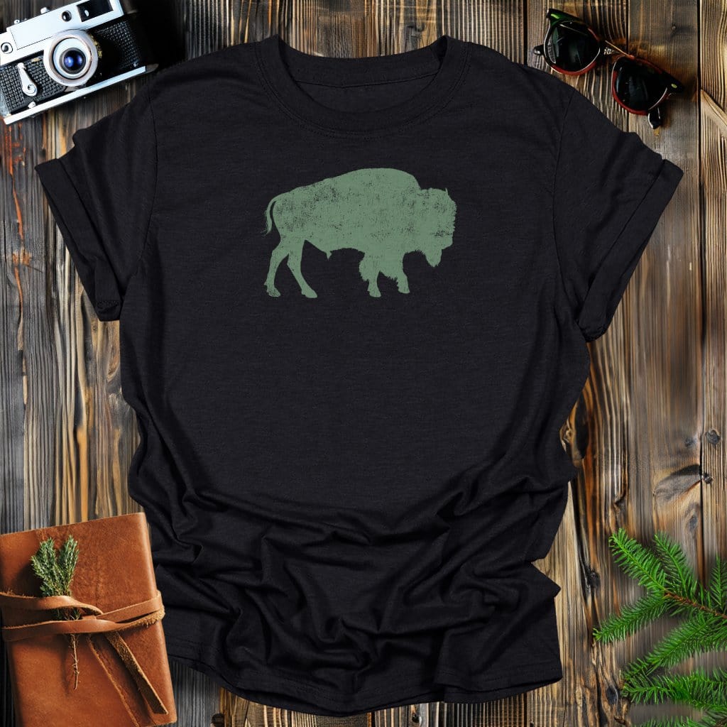 MyDesigns Physical Item S / Black Vintage Buffalo T-Shirt