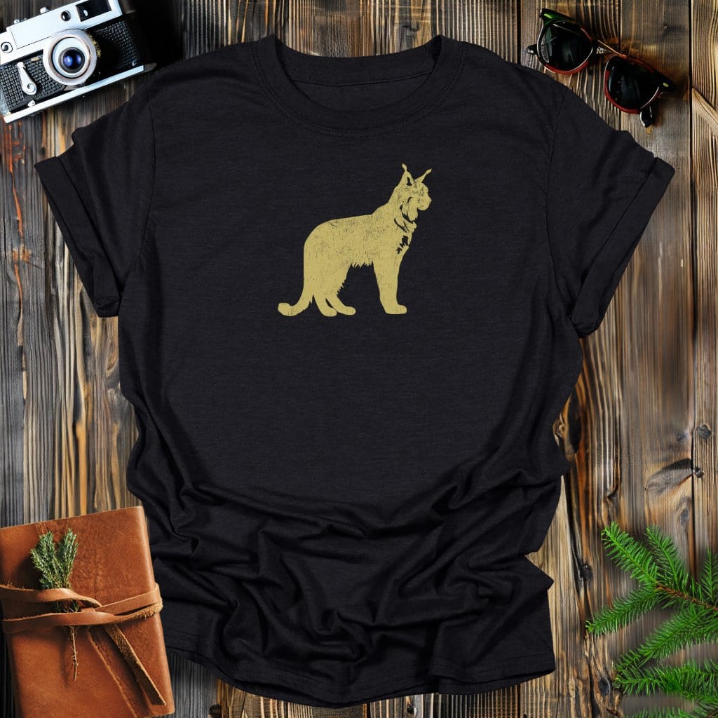 MyDesigns Physical Item S / Black Vintage Lynx T-Shirt