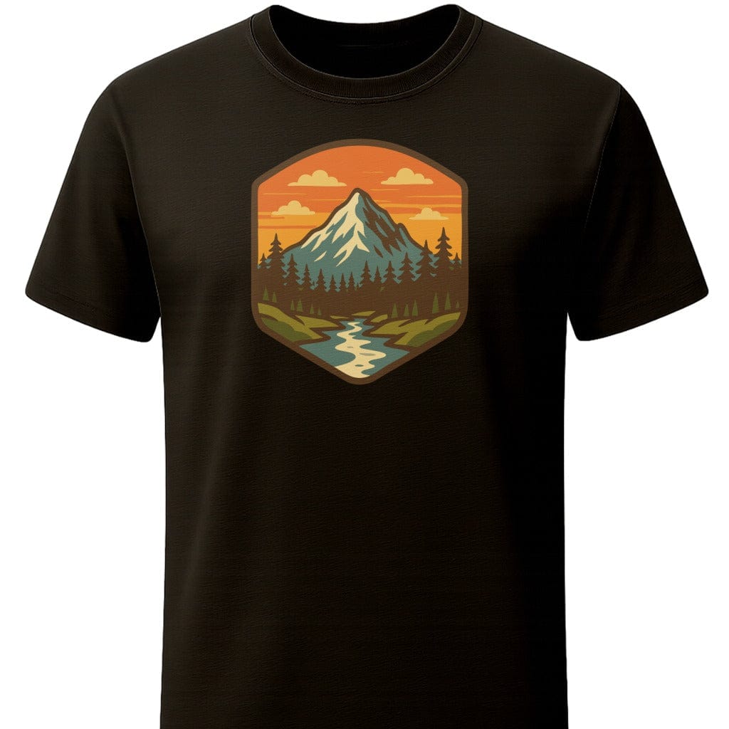 Vintage Majestic Mountain T-Shirt In S / Black Lightweight adventure tee for outdoor lovers Perfect for hiking camping or road trips Made from soft breathable cotton for all-day comfort Ideal for nature lovers and adventurers FAYO Threads outdoor apparel remember Fun Awaits You Outside