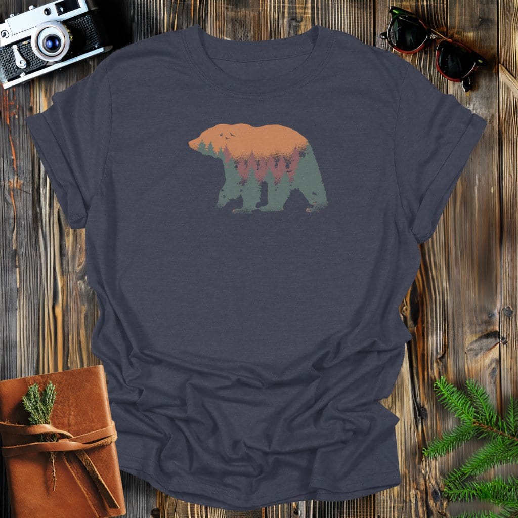 MyDesigns Physical Item S / Dark Heather Bear Trees Sillhouette Long Sleeve T-Shirt