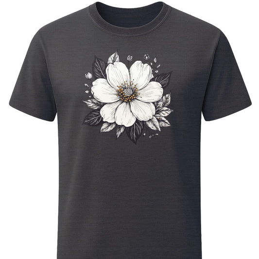 Bloom T-Shirt In S / Dark Heather Lightweight adventure tee for outdoor lovers Perfect for hiking camping or road trips Made from soft breathable cotton for all-day comfort Ideal for nature lovers and adventurers FAYO Threads outdoor apparel remember Fun Awaits You Outside