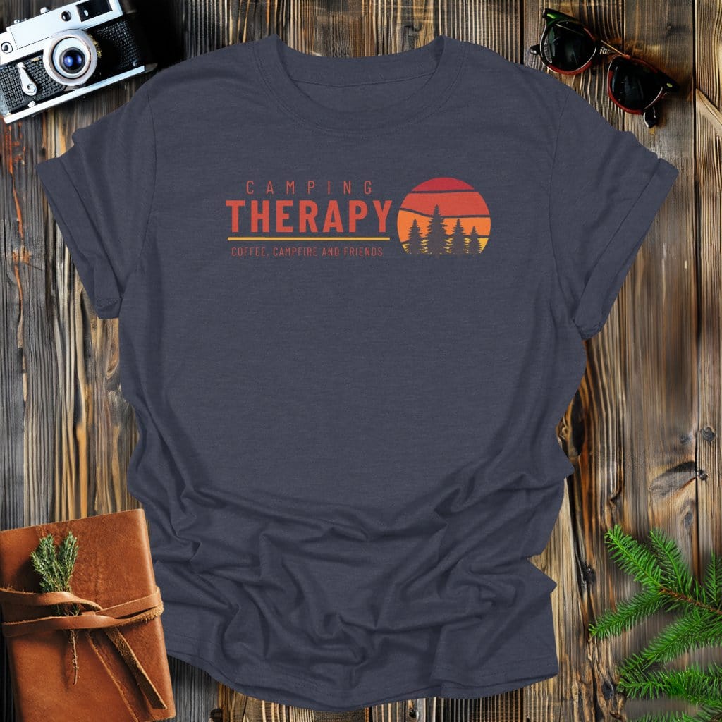 MyDesigns Physical Item S / Dark Heather Camping Therapy T-Shirt