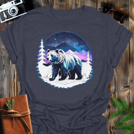 Crystal Bear T-Shirt In Dark Heather / S Lightweight adventure tee for outdoor lovers Perfect for hiking camping or road trips Made from soft breathable cotton for all-day comfort Ideal for nature lovers and adventurers FAYO Threads outdoor apparel remember Fun Awaits You Outside