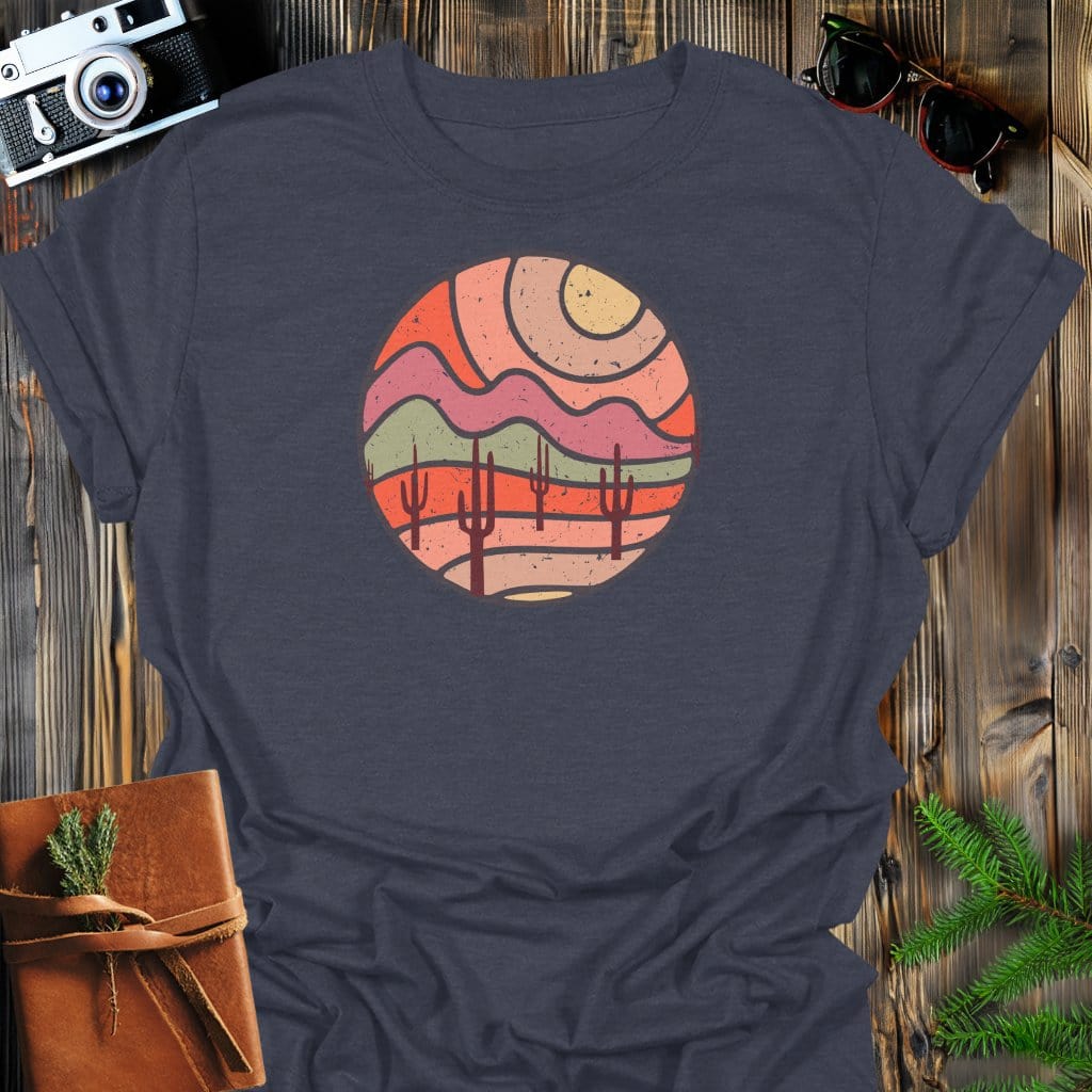 Desert Mirage T-Shirt In Dark Heather / S Lightweight adventure tee for outdoor lovers Perfect for hiking camping or road trips Made from soft breathable cotton for all-day comfort Ideal for nature lovers and adventurers FAYO Threads outdoor apparel remember Fun Awaits You Outside