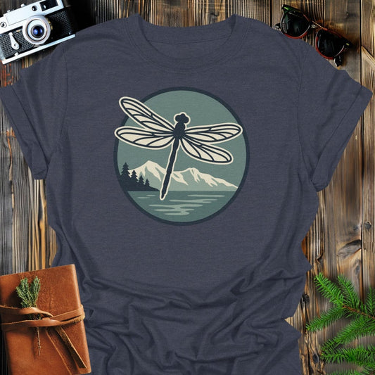 Dragonfly Mountain T-Shirt In S / Dark Heather Lightweight adventure tee for outdoor lovers Perfect for hiking camping or road trips Made from soft breathable cotton for all-day comfort Ideal for nature lovers and adventurers FAYO Threads outdoor apparel remember Fun Awaits You Outside
