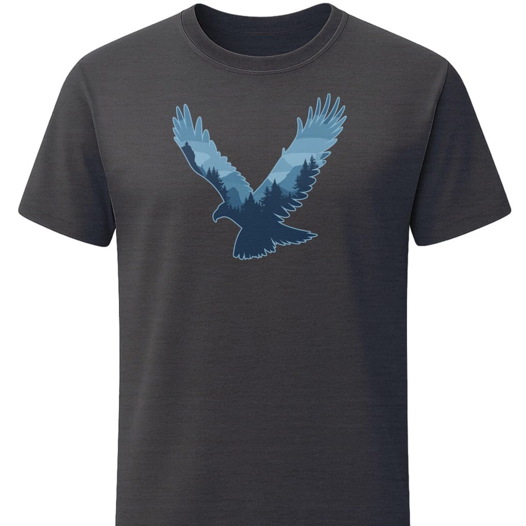 Eagle Flight T-Shirt In S / Dark Heather Lightweight adventure tee for outdoor lovers Perfect for hiking camping or road trips Made from soft breathable cotton for all-day comfort Ideal for nature lovers and adventurers FAYO Threads outdoor apparel remember Fun Awaits You Outside
