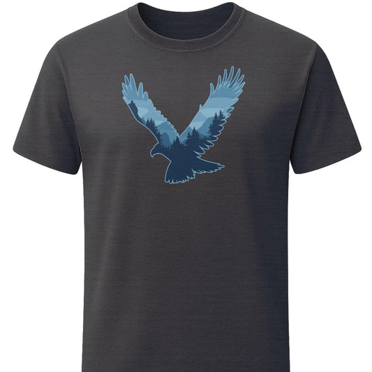 Eagle Flight T-Shirt In S / Dark Heather Lightweight adventure tee for outdoor lovers Perfect for hiking camping or road trips Made from soft breathable cotton for all-day comfort Ideal for nature lovers and adventurers FAYO Threads outdoor apparel remember Fun Awaits You Outside