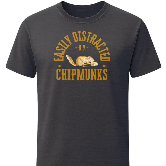 Easily Distracted By Chipmunks T-Shirt In S / Dark Heather Lightweight adventure tee for outdoor lovers Perfect for hiking camping or road trips Made from soft breathable cotton for all-day comfort Ideal for nature lovers and adventurers FAYO Threads outdoor apparel remember Fun Awaits You Outside