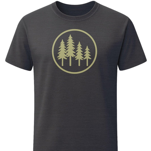 Evergreen Family T-Shirt In S / Dark Heather Lightweight adventure tee for outdoor lovers Perfect for hiking camping or road trips Made from soft breathable cotton for all-day comfort Ideal for nature lovers and adventurers FAYO Threads outdoor apparel remember Fun Awaits You Outside